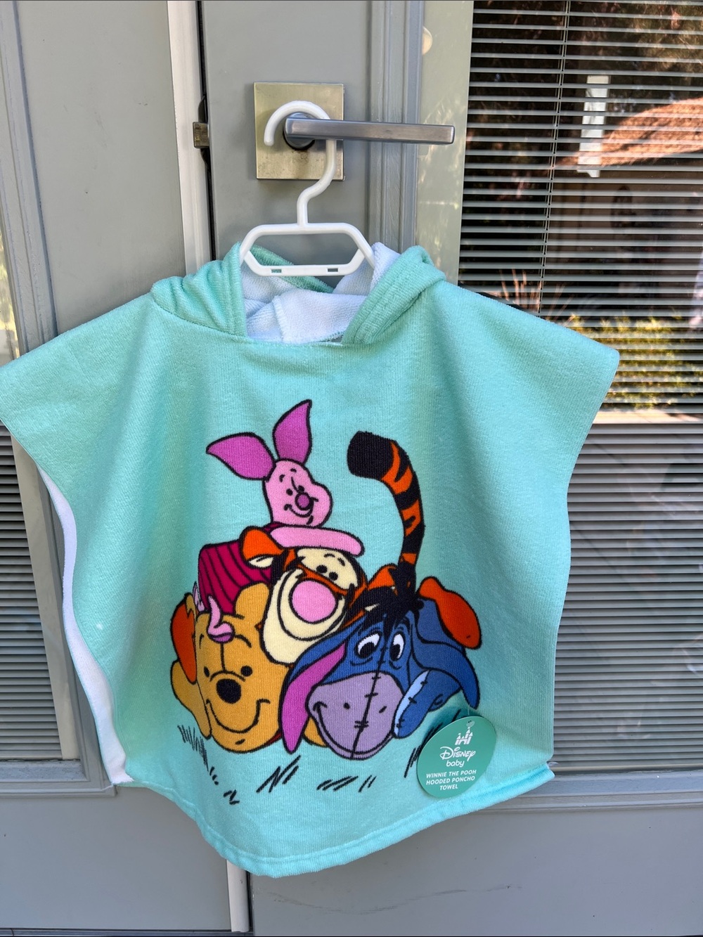 Disney Mint Hooded Poncho Towel with Winnie the Pooh Characters